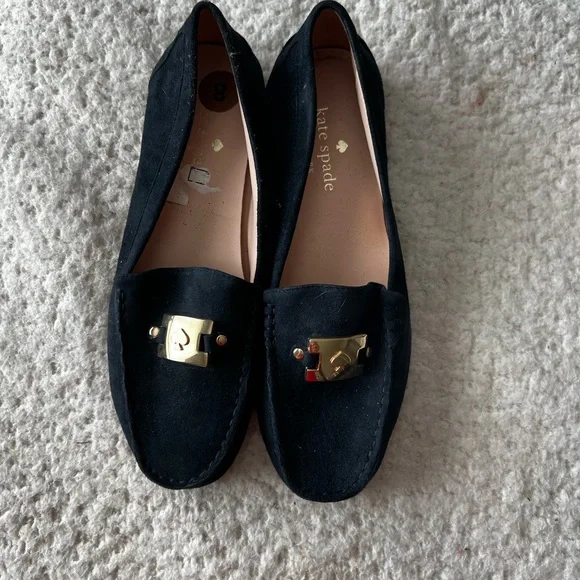 Kate Spade Navy Loafers with Gold Accents - Picture 1 of 4